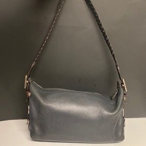 BRIGHTON Black Pebbled Leather Shoulder Bag Purse